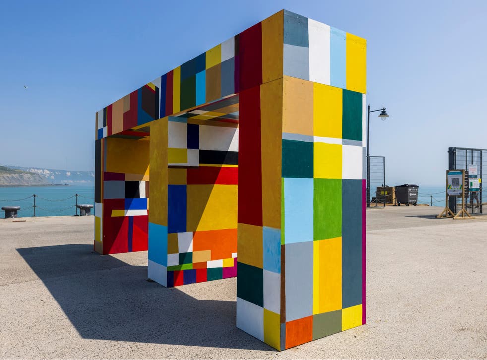 Kwami’s ‘Atsia fu fe agbo nu’ (Gateways of the Sea), commissioned for Creative Folkestone Triennial 2021 (James Shaw/Shutterstock)